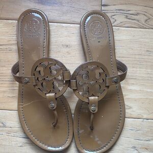 Tory Burch Tan Logo Thong Sandals